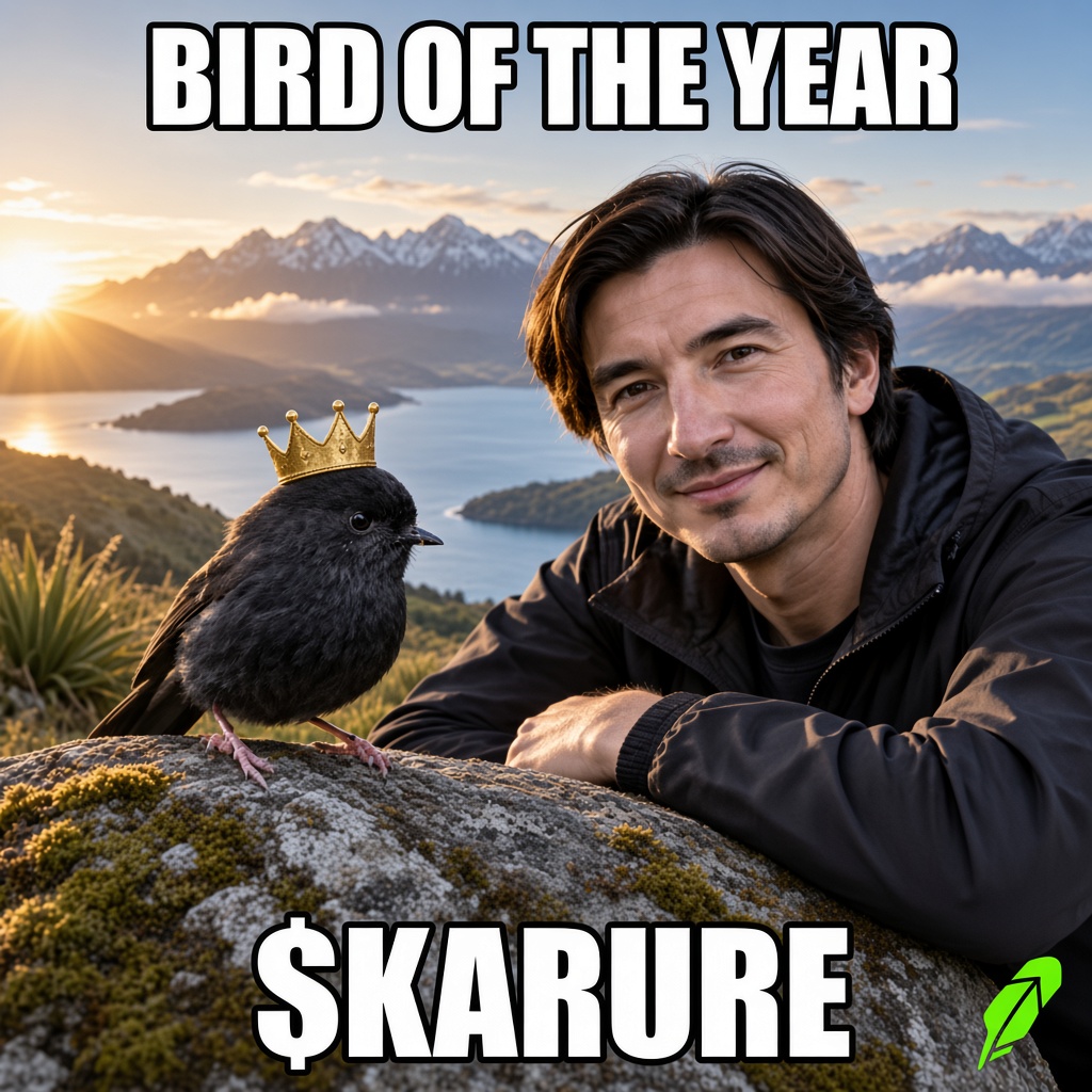 Vlad and karure with a gold crown — Bird of the Year